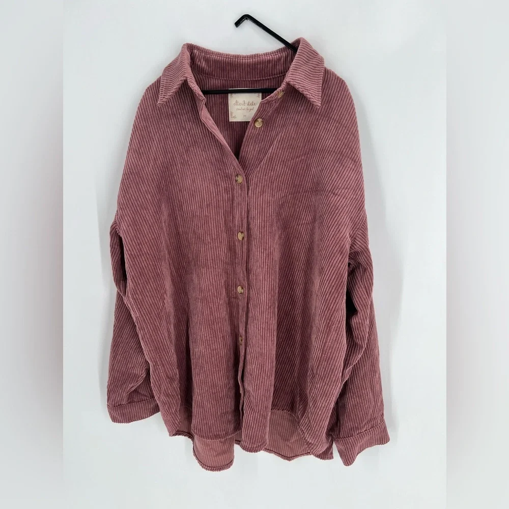 Altar’d State Oversized Corduroy Button Down Shirt Shacket - Picture 3 of 7